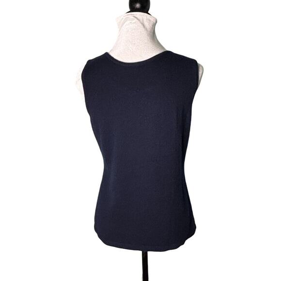 Neiman Marcus Cashmere Sweater Tank Top Navy Size Large - Picture 3 of 9